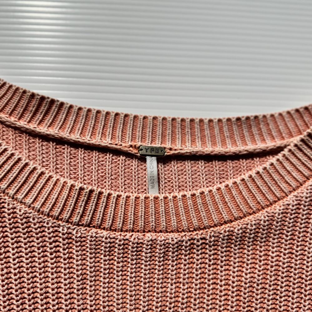 YFB Young Fabulous Broke Knit Sweater Apricot Pink Balloon Sleeve Women’s Medium - Picture 8 of 16